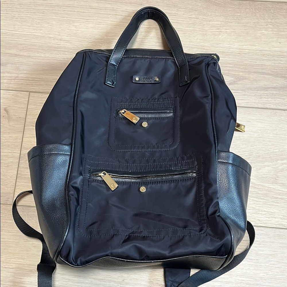 Tutilo Black Backpack Diaper Bag Black Faux Leather